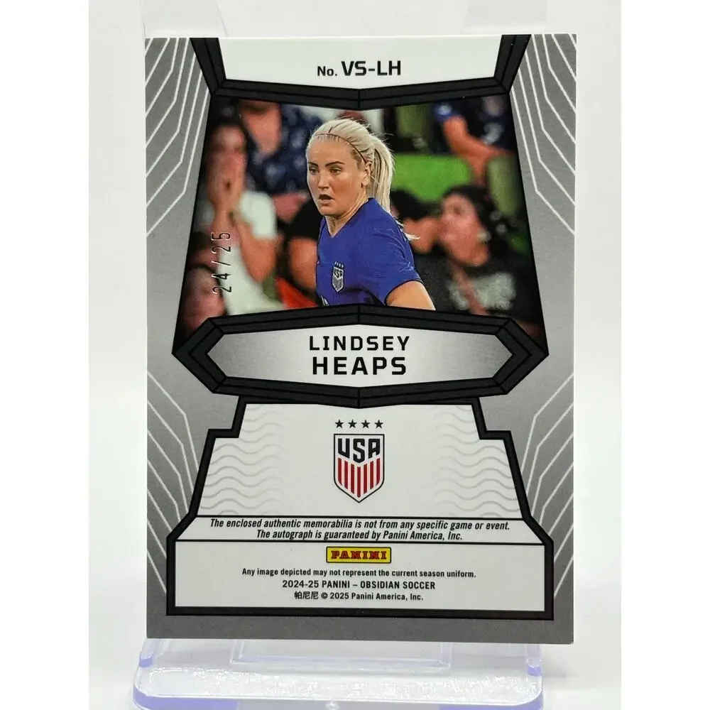 2024-25 Obsidian Soccer Lindsey Heaps Purple Jersey Patch Auto 24/25 SP USWNT